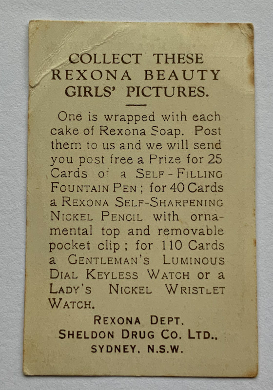 Australian Art Deco Rexona Beauty Girls 1920s Trade card Miss Harriet Bennett no.6
